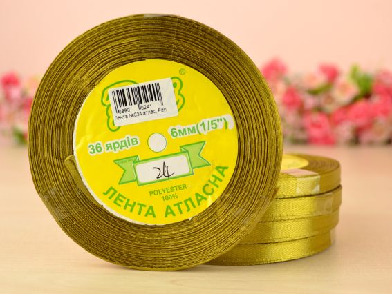 Лента атласная 6 мм Peri цвет 024 бобинка 36 ярд