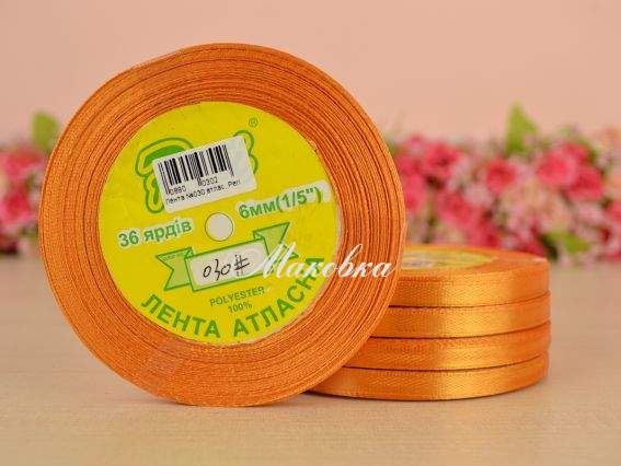 Лента атласная 6 мм Peri цвет 030 бобинка 36 ярд