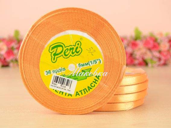 Лента атласная 6 мм Peri цвет 032 бобинка 36 ярд