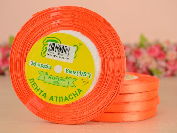 Лента атласная 6 мм Peri цвет 041 бобинка 36 ярд