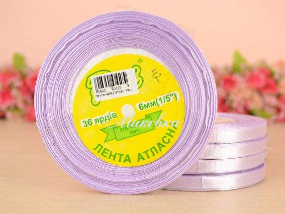 Лента атласная 6 мм Peri цвет 042 бобинка 36 ярд