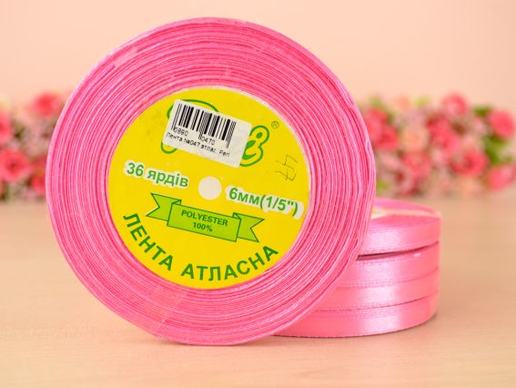 Лента атласная 6 мм Peri цвет 047 бобинка 36 ярд