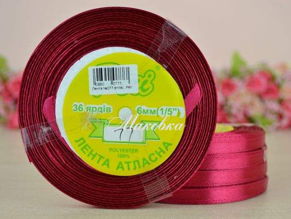 Лента атласная 6 мм Peri цвет 077 бобинка 36 ярд