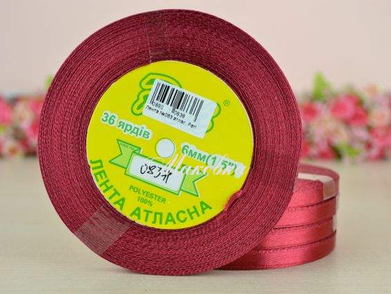 Стрічка атласна 6 мм Peri колір 083 бобінка 36 ярд Стрічка атласна 6 мм Peri колір 083 бобінка 36 ярд