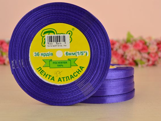 Лента атласная 6 мм Peri цвет 097 бобинка 36 ярд