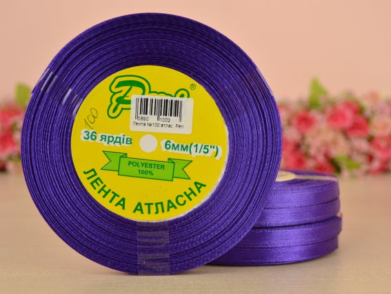 Лента атласная 6 мм Peri цвет 100 бобинка 36 ярд Лента атласная 6 мм Peri цвет 100 бобинка 36 ярд