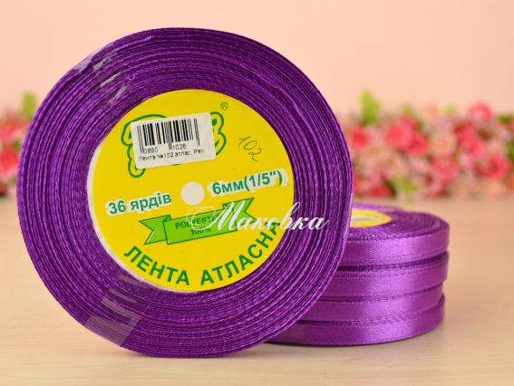 Лента атласная 6 мм Peri цвет 102 бобинка 36 ярд