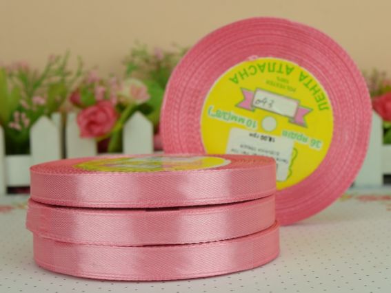 Лента атласная 10 мм Peri цвет 043 розовый, бобинка 36 ярд Лента атласная 10 мм Peri цвет 043 розовый, бобинка 36 ярд