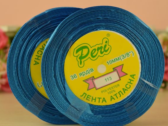 Атласная лента ширина 10 мм Peri цвет 113 светло-синий бобинка 36 ярд