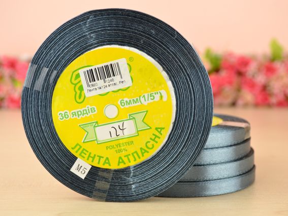 Лента атласная 6 мм Peri цвет 124 бобинка 36 ярд