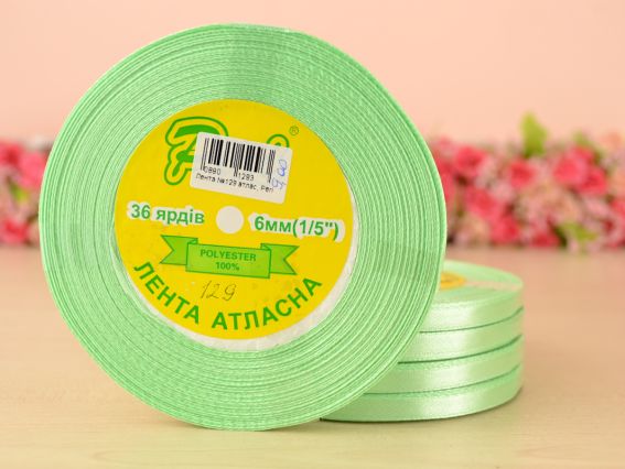 Лента атласная 6 мм Peri цвет 129 бобинка 36 ярд