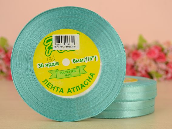 Лента атласная 6 мм Peri цвет 133 бобинка 36 ярд