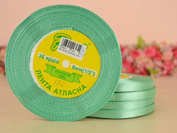 Лента атласная 6 мм Peri цвет 136 бобинка 36 ярд