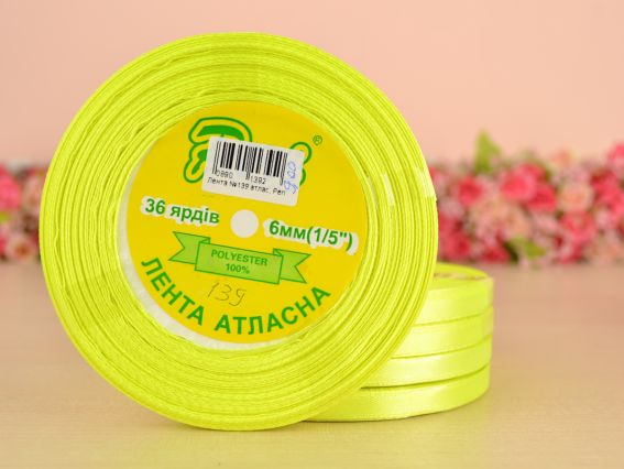 Лента атласная 6 мм Peri цвет 139 бобинка 36 ярд