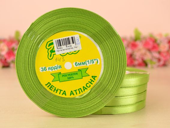 Лента атласная 6 мм Peri цвет 143 бобинка 36 ярд
