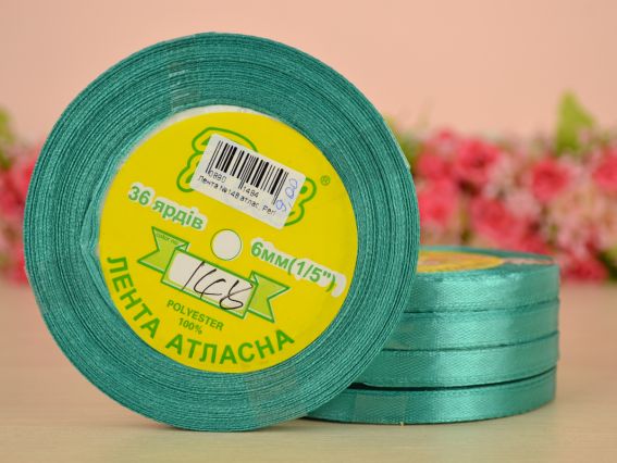 Лента атласная 6 мм Peri цвет 148 бобинка 36 ярд