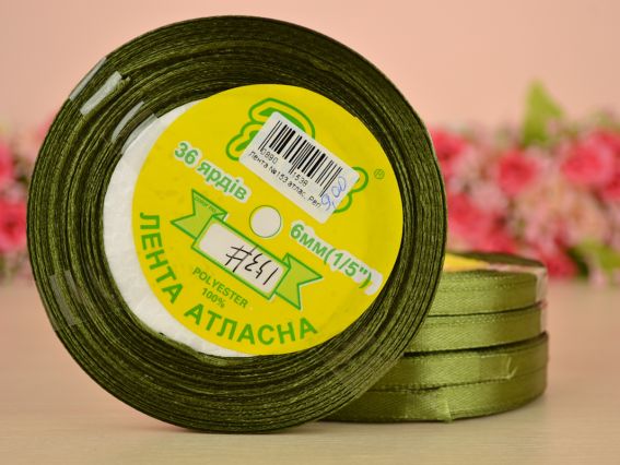 Лента атласная 6 мм Peri цвет 153 бобинка 36 ярд