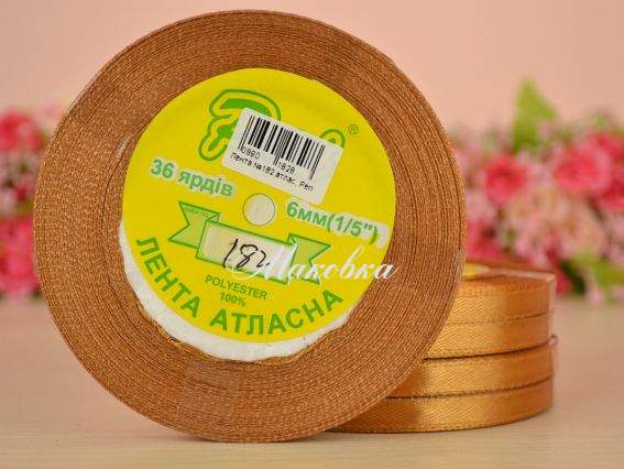 Лента атласная 6 мм Peri цвет 182 бобинка 36 ярд