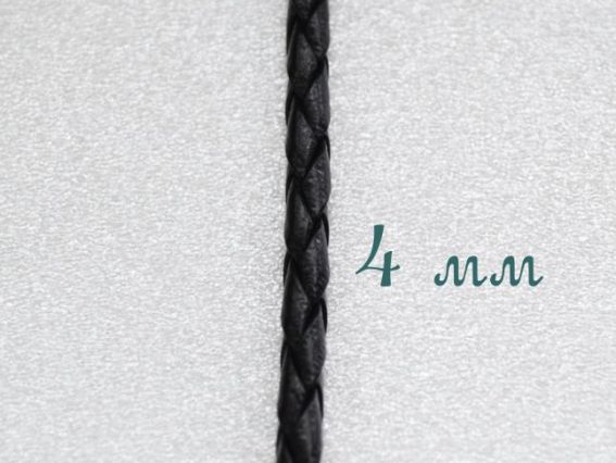 Шнур плетенный ПУ, 4 мм, черный, 1 м Шнур плетенный ПУ, 4 мм, черный, 1 м