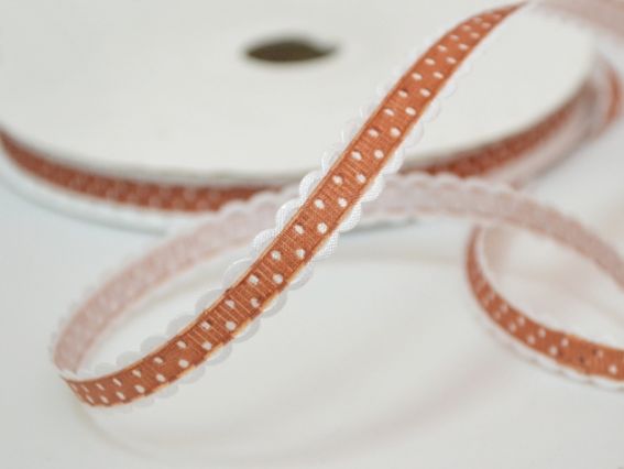 Декоративная репсовая лента №01 Горошек, 10 мм, коричневая, 1 м Декоративная репсовая лента №01 Горошек, 10 мм, коричневая, 1 м