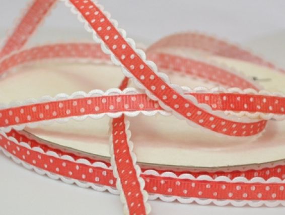 Декоративная репсовая лента №04 Горошек, 10 мм, 1 м Декоративная репсовая лента №04 Горошек, 10 мм, 1 м