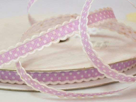 Декоративная репсовая лента №09 Горошек, 10 мм, сиреневая, 1 м Декоративная репсовая лента №09 Горошек, 10 мм, сиреневая, 1 м