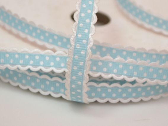 Декоративная репсовая лента №10 Горошек, 10 мм, голубая, 1 м Декоративная репсовая лента №10 Горошек, 10 мм, голубая, 1 м