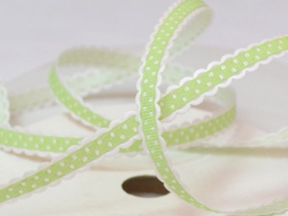 Декоративная репсовая лента №12 Горошек, 10 мм, салатовая, 1 м Декоративная репсовая лента №12 Горошек, 10 мм, салатовая, 1 м