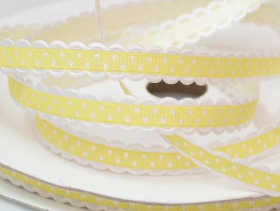 Декоративная репсовая лента №13 Горошек, 10 мм, желтая, 1 м Декоративная репсовая лента №13 Горошек, 10 мм, желтая, 1 м