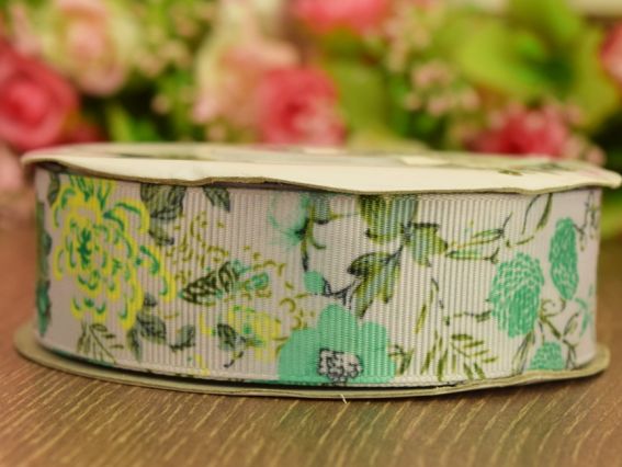 Польові квіти на Репсовій стрічці 25 мм, 1 метр