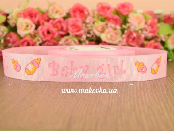 Репсовая лента 25 мм №30 Baby girl, розовая, 1 м Репсовая лента 25 мм №30 Baby girl, розовая, 1 м