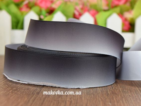 Репсовая лента 25 мм №38 Градиент черная, 1 м Репсовая лента 25 мм №38 Градиент черная, 1 м