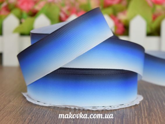 Репсовая лента 25 мм №38 Градиент сине-белая, 1 м Репсовая лента 25 мм №38 Градиент сине-белая, 1 м