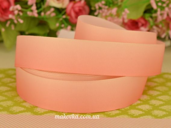 Репсовая лента 25 мм №38 Градиент персиковая, 1 м Репсовая лента 25 мм №38 Градиент персиковая, 1 м