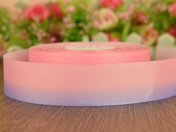 Стрічка репсова з малюнком №38 Градієнт світло-рожевий з бузковим, 1 м