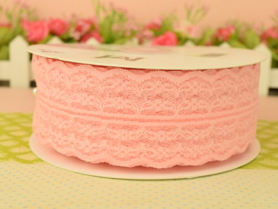 Лента кружевная гипюровая, ширина 45 мм, №01 цвет розово-персиковый ,  1 м