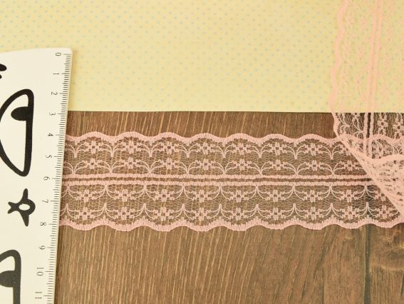 Лента кружевная гипюровая, ширина 45 мм, №01 цвет розово-персиковый ,  1 м