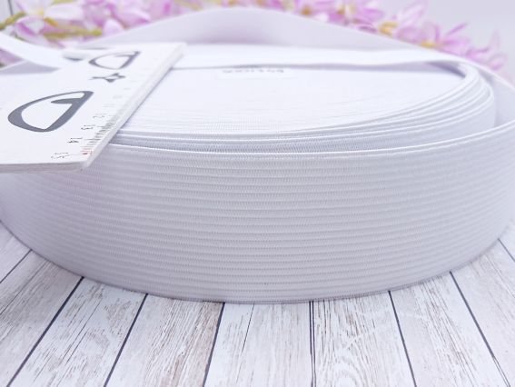 Лента эластичная, широкая резинка для одежды, Белый цвет, 4 см