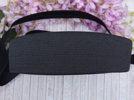 Резинка, лента эластичная, 50 мм, черная, 1 м