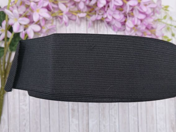 Стрічка еластична, широка резинка для одягу, чорний колір, 6 см