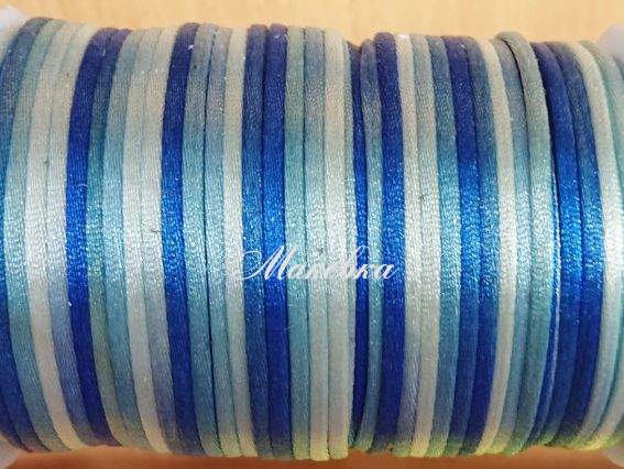 Шелковый шнур 2,5 мм меланж сине-голубой, гладкий 1 м