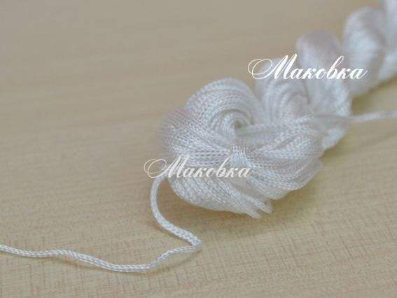 Шнур для плетения макраме 1 мм, белый, 1 шт Шнур для плетения макраме 1 мм, белый, 1 шт