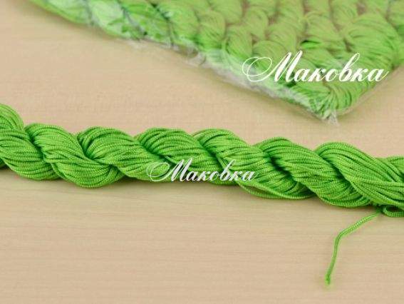 Шнур для плетения макраме 1 мм, зеленый, 1 шт (моточек) Шнур для плетения макраме 1 мм, зеленый, 1 шт (моточек)