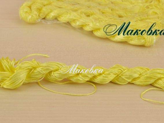 Шнур для плетения макраме 1 мм, желтый, 1 шт (моточек) Шнур для плетения макраме 1 мм, желтый, 1 шт (моточек)