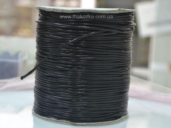 Вощенный шнур Корейский, 1,5 мм, черный, бобина 91,4 м Вощенный шнур Корейский, 1,5 мм, черный, бобина 91,4 м