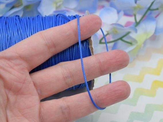 Вощений шнур корейський, товщина 1 мм, синього кольору, 1 м