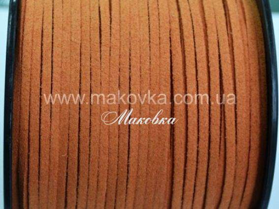 Замшевый шнур 3х1,5 мм, 1 м, оранжевый Замшевый шнур 3х1,5 мм, 1 м, оранжевый