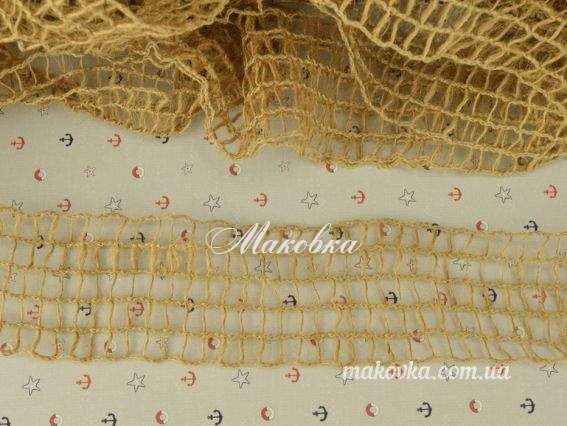 Лента-Сеточка 40мм из Джута, натуральный цвет, 1 метр Лента-Сеточка 40мм из Джута, натуральный цвет, 1 метр