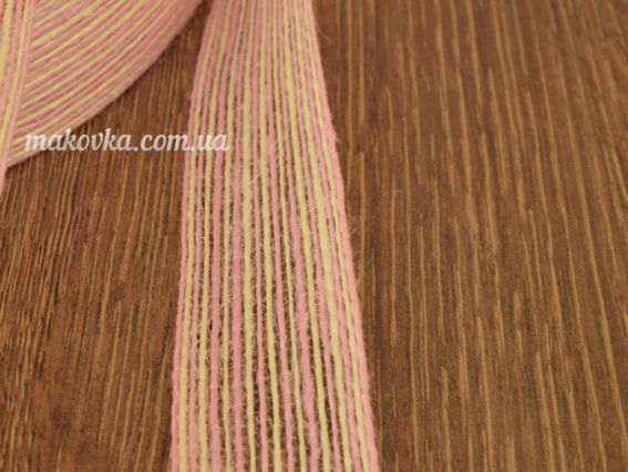 Лента Мешковина Джутовая , 30 мм , рожева смужка 1 метр, 164790