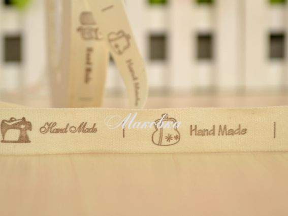Лента тканевая 1,5 см Бирки hand made, 1 метр Лента тканевая 1,5 см Бирки hand made, 1 метр